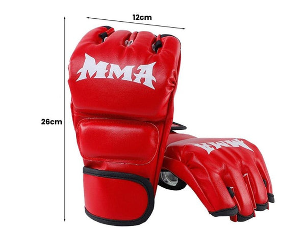 Professional PU Half-Finger Boxing & MMA Training Gloves (Red