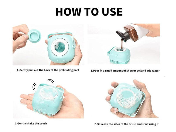 Pet Bath Brush Shampoo Dispenser