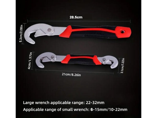 2pc Multi Function Adjustable Spanner Wrench Set Carbon Steel