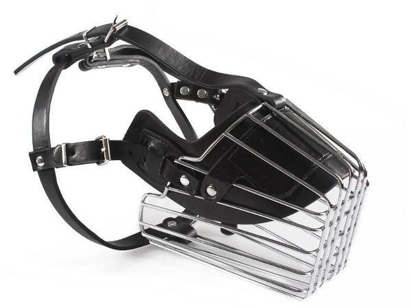 Chafe-free Wire Cage Faux Leather Muzzle for Pet Dogs
