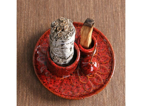3-in-1 Ceramic Incense Burner Holder for Palo Santo Sage & Stick