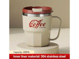 400ml SS304 Insulated Coffee Mug w/ Lid & Handle