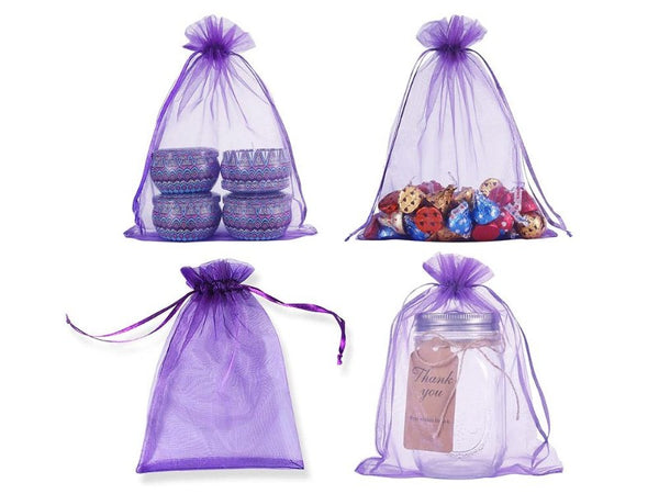 100PCS Purple Organza Bags 20x30cm