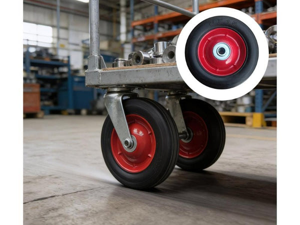 6" Flat Free Replacement Wheel - Solid Rubber Cart Tire