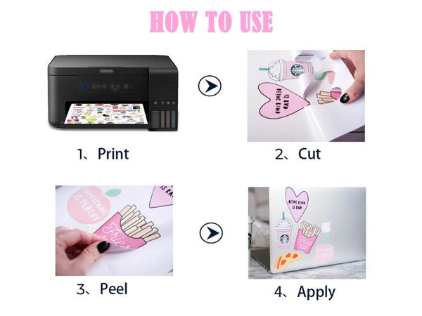A4 Sticker Paper Custom Vinyl Stickers Printing Paper Glossy x50
