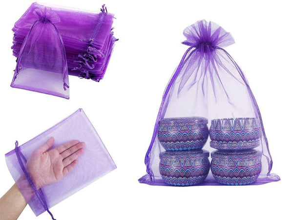 100PCS Purple Organza Bags 20x30cm