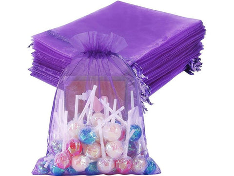 100PCS Purple Organza Bags 20x30cm