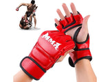 Professional PU Half-Finger Boxing & MMA Training Gloves (Red