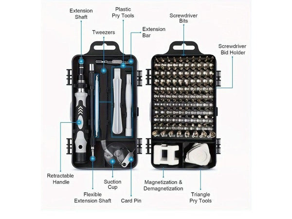 115-in-1 Precision Screwdriver Set with Magnetic Bits & Case