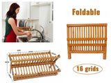 2-Tier Bamboo Dish Rack, Compact, Space-Saving