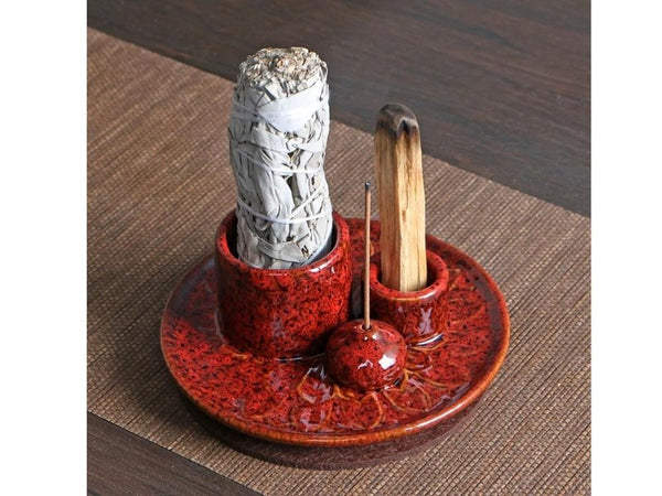 3-in-1 Ceramic Incense Burner Holder for Palo Santo Sage & Stick