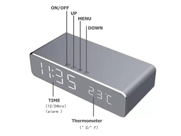 Electric LED Alarm Clock with Wireless Phone Charger