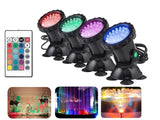 4Pack Submersible RGB LED Pond Lights IP68 Waterproof Spotlight