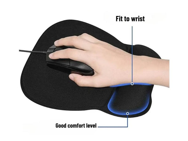 Ergonomic Mouse Pad with Soft Silicone Wrist Rest Black