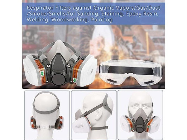 Paint & Gas Half-Face Respirator Mask Kit with Goggles