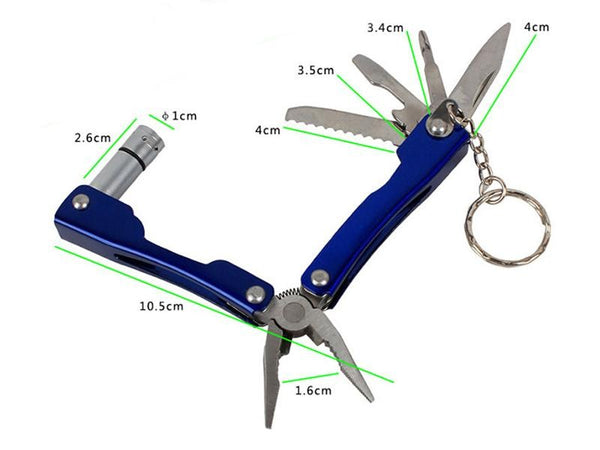 6-in-1 Camping Pliers Tool with LED Light + Bag