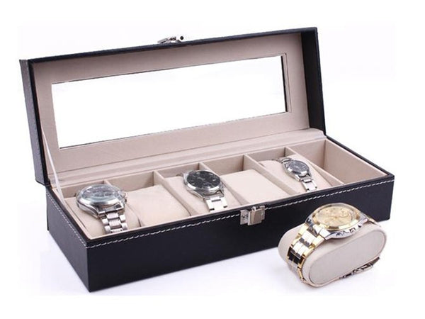 Delicate Leather Watch Box Case - 6 Slots