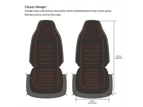 PU Leather Universal Car Seat Covers - 2pc Front Seat Pair Black