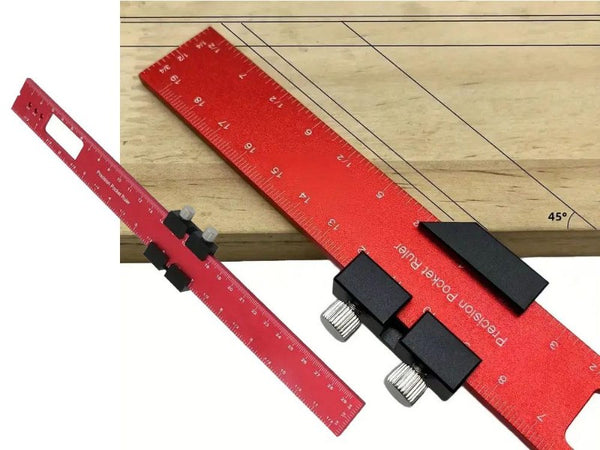 300MM Precision Woodworking Rule | Aluminum Slide Stop T-Square