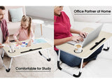Portable Laptop Bed Desk - Foldable, Cup Holder & Tablet Slot