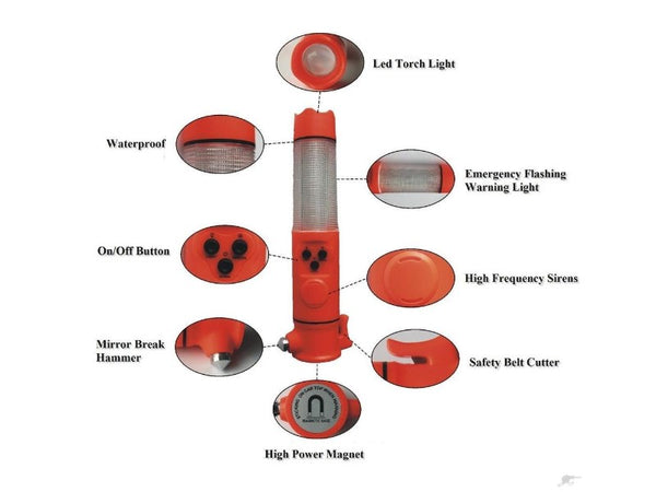 Portable Emergency Hammer -6 in 1 Life Saving