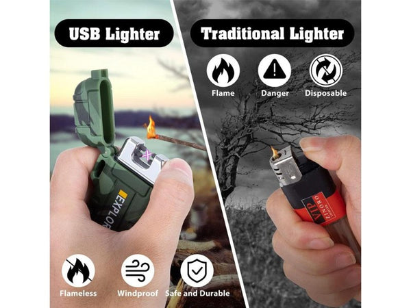 Waterproof Dual Arc Plasma Lighter - USB-C Electric Fire Starter