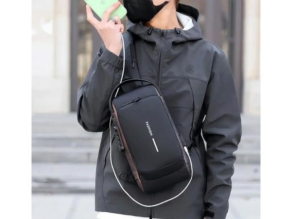 Anti-Theft Oxford Crossbody Bag with USB & Password Lock