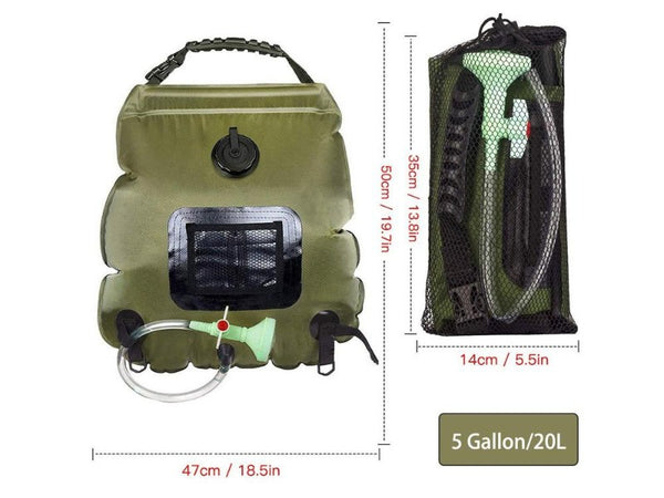 20L Portable Solar Camping Shower Bag Heating Water Pouch