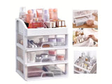 3-Tier Desktop Storage Box Clear Drawers Organizer White