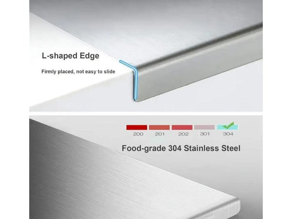 Stainless Steel Cutting Board with Lip Counter Edge Protector