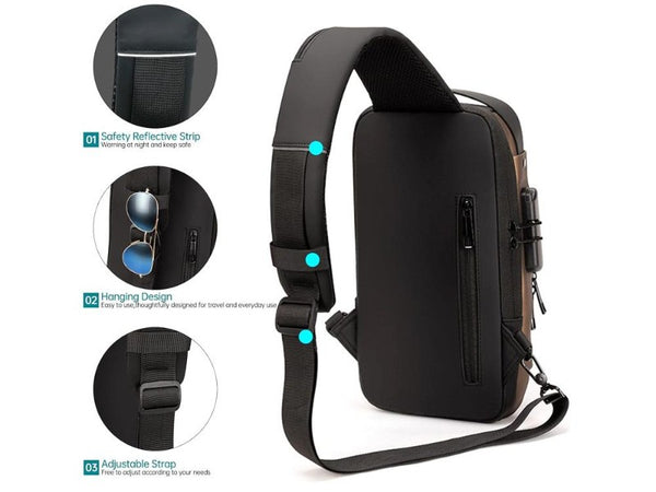 Anti-Theft Oxford Crossbody Bag with USB & Password Lock