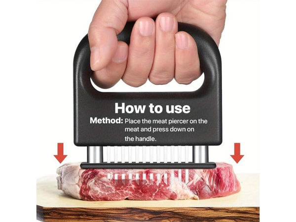 48-Blade Stainless Steel Meat Tenderizer Tool with Safety Lock