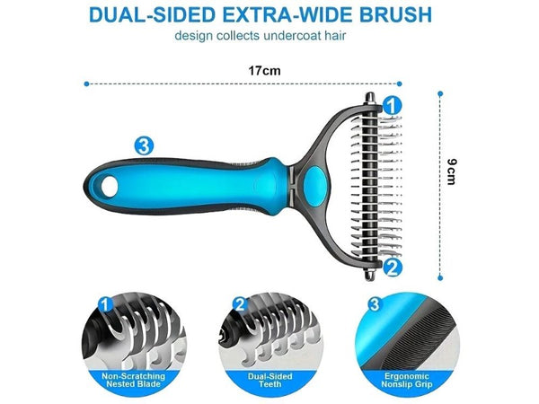 Double Sided Pet Deshedding Brush Stainless Steel Dematting Tool