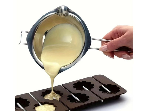 400ml 304 Stainless Steel Chocolate Melting Pot with Dual Spouts