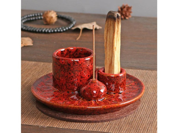 3-in-1 Ceramic Incense Burner Holder for Palo Santo Sage & Stick