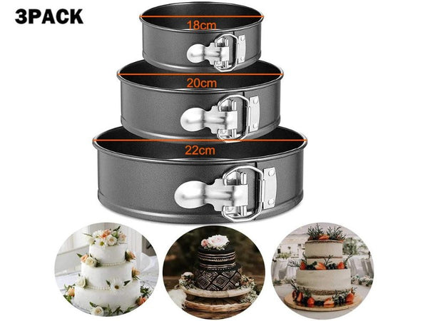 3 Piece Set Springform Round Baking Cake Pan Set