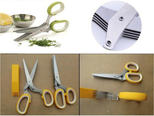 Herb Scissors Stainless Steel 5-Blade Multi-Cutter