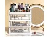 3-Tier Desktop Storage Box Clear Drawers Organizer White