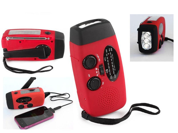 Hand Crank Solar Powered AM/FM Radio with LED Flashlight