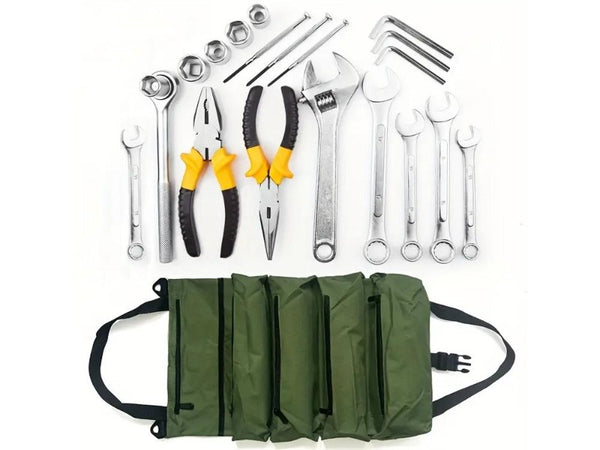 Tool Storage Bag Roll Bag Portable and with 5 Zip Pockets