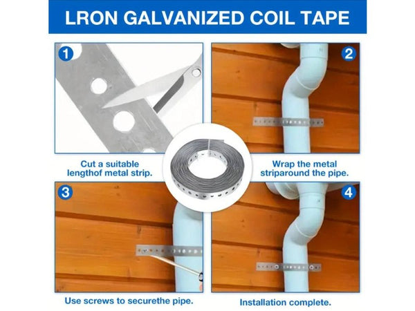 Galvanized Metal Pipe Strap for Downpipe, Fence, Garden