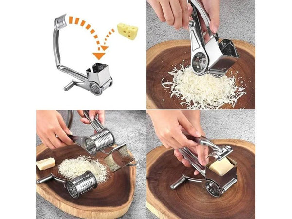 Rotary Cheese Grater Stainless Steel Hand Crank Shredder Slicer