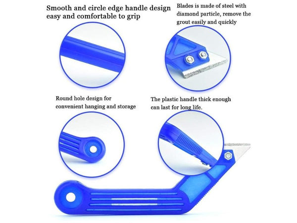 Tile Grout Cleaning Scraper Tool with 2 Replacement Blades