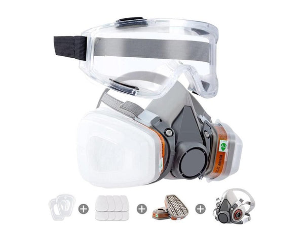 Paint & Gas Half-Face Respirator Mask Kit with Goggles