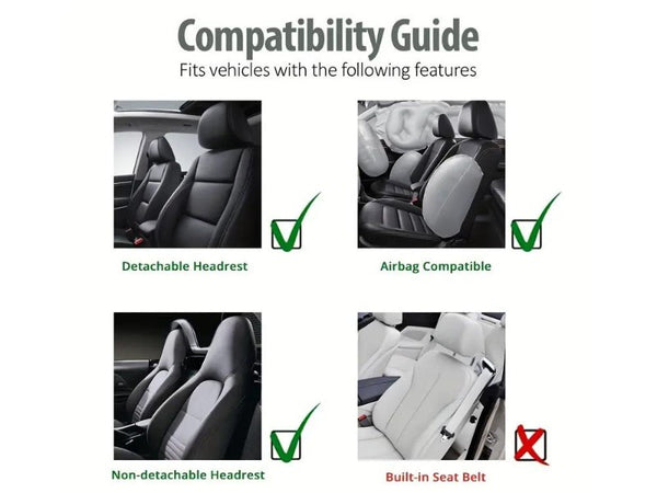 PU Leather Universal Car Seat Covers - 2pc Front Seat Pair Black