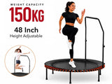 Mini fitness trampoline rebounder with adjustable support handle