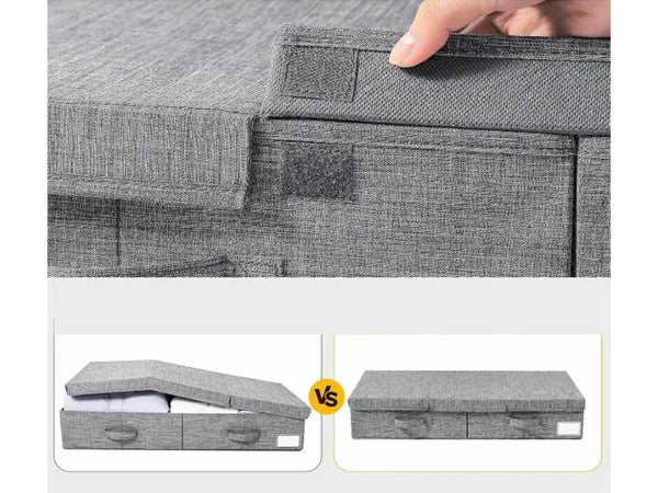 Underbed Storage Bin with Lid, Foldable, 81x41x15cm, Grey