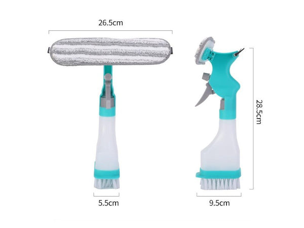 3-in-1 Window Cleaning Squeegee Spray Bottle & Scrub Wiper Tool