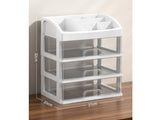 3-Tier Desktop Storage Box Clear Drawers Organizer White