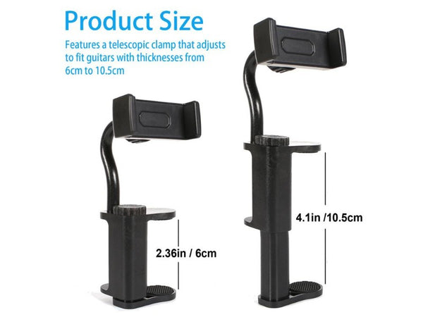 Guitar Head Phone Holder Mount 360° Rotating Clip for Smartphone